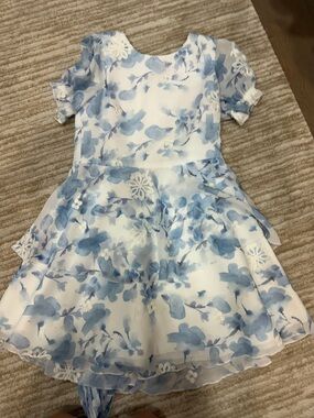 Zoe Ltd White Dress with Blue Floral Print